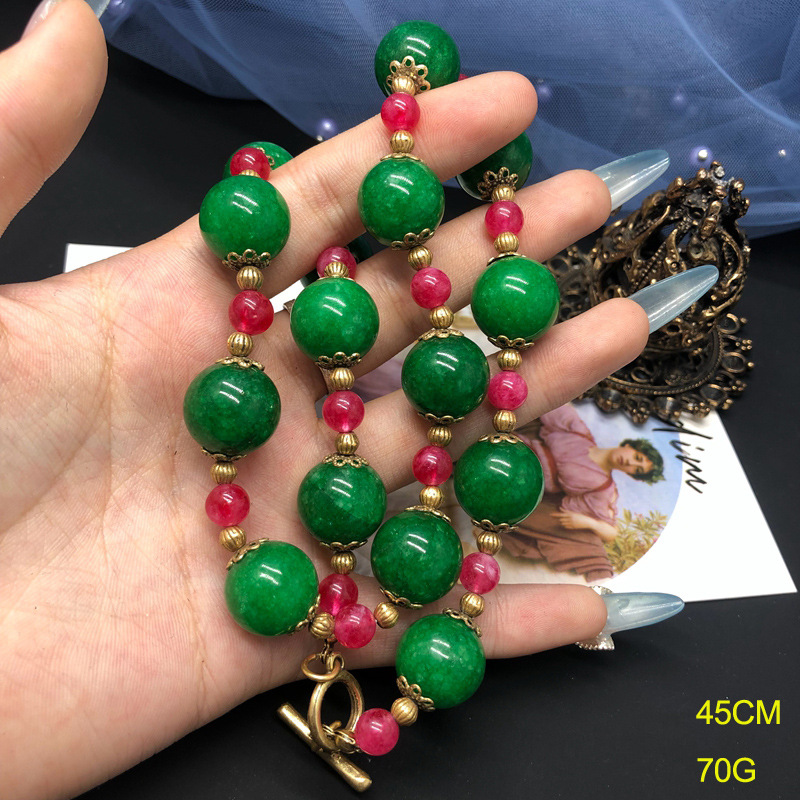 Picture of Vintage Palace suit Jewelry Red Green Stone Glaze Beaded Necklace Bracelet Copper Earrings Middle Ancient Fashion Jewelry