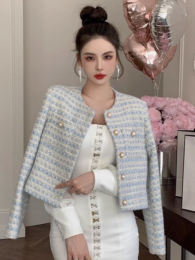Pearl Button Chanel-Style Women's Jacket 2025 Spring New French Design Niche Loose Short Elegant Top