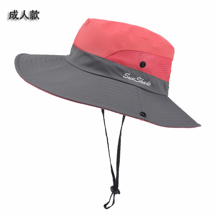 Picture of Cross-Border Summer Women's Outdoor Sun Hat Ponytail Hole Fisherman Hat Sun Protection Sun Hat Breathable Mountaineering Hat Parent-Child Style