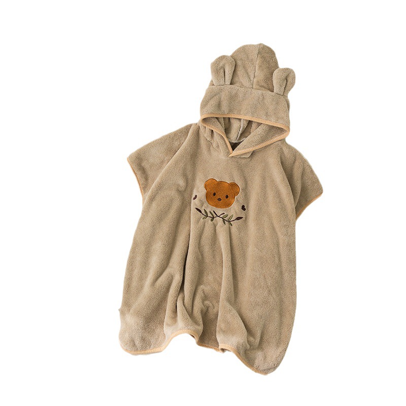 Picture of Coral Velvet Children's Bathrobe New Cartoon Cloak Wearable Bath Towel Hooded Baby Bath Cloak Beach Towel with Hood