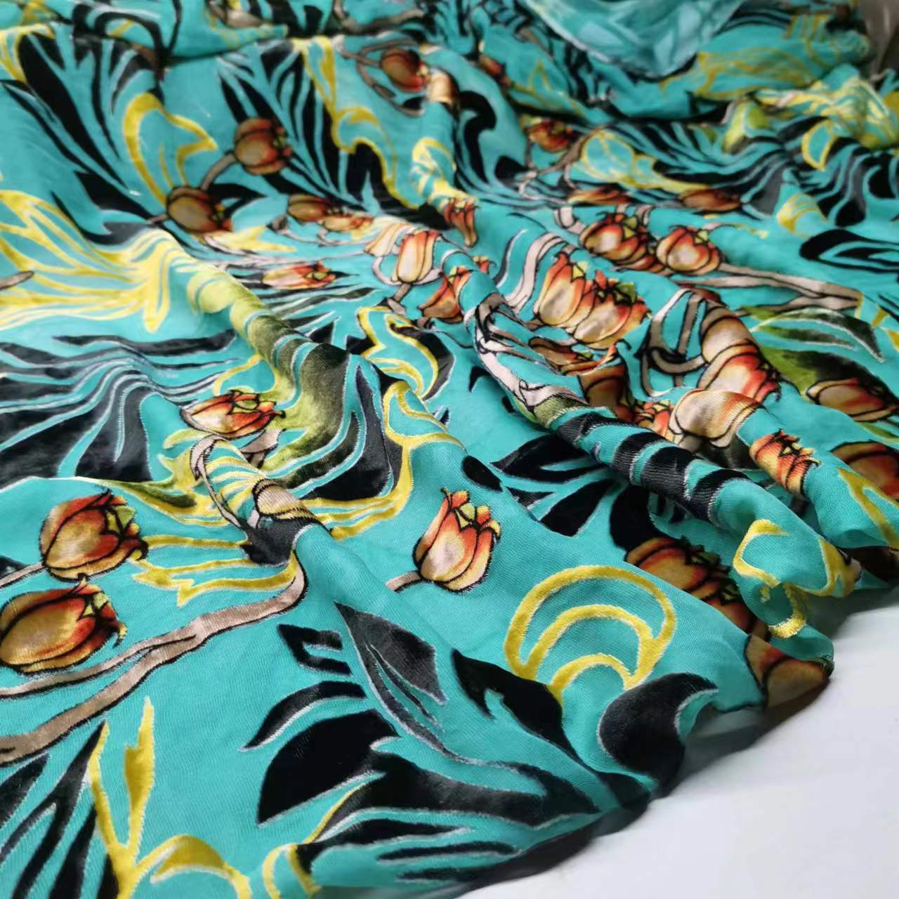 Narrow Velvet Cut Flower Burnout Cheongsam Shirt Skirt Fabric
