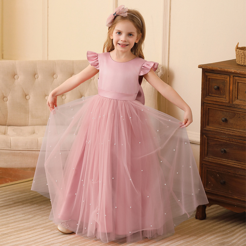 Amazon Children's Dress High-end Big Bow Mesh Princess Dress Girls Piano Performance Dress dress