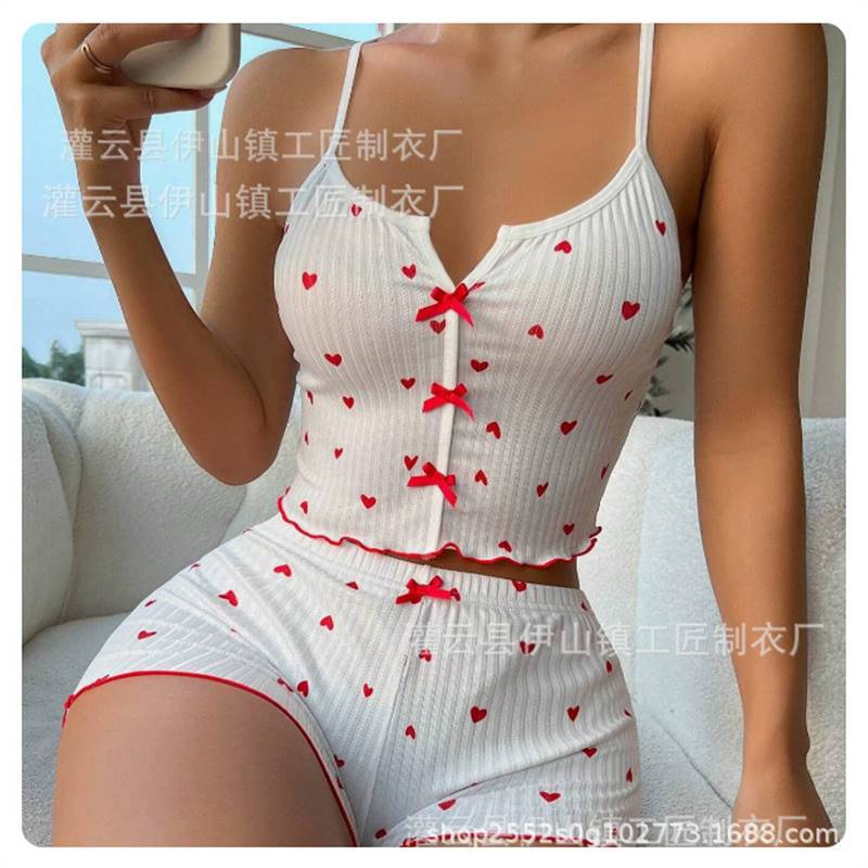 Picture of New Sling Shorts Sexy Bow Multicolor Printed Milk Silk suit Comfortable Home Wear Factory