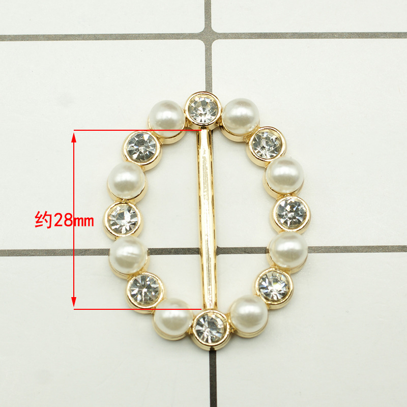 Picture of Korean multi-functional silk towel buckle wholesale high-level clothes accessories buckle pearl rhinestone corner knot buckle jewelry