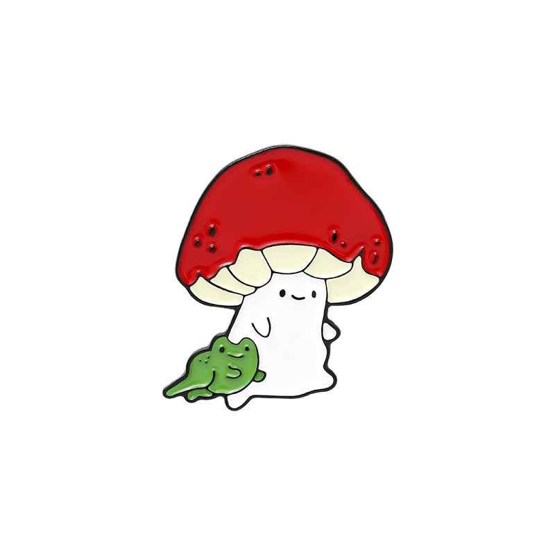 Picture of Cartoon cute 21 mushroom suit mushroom man and frog alloy brooch suit cute anti-light badge