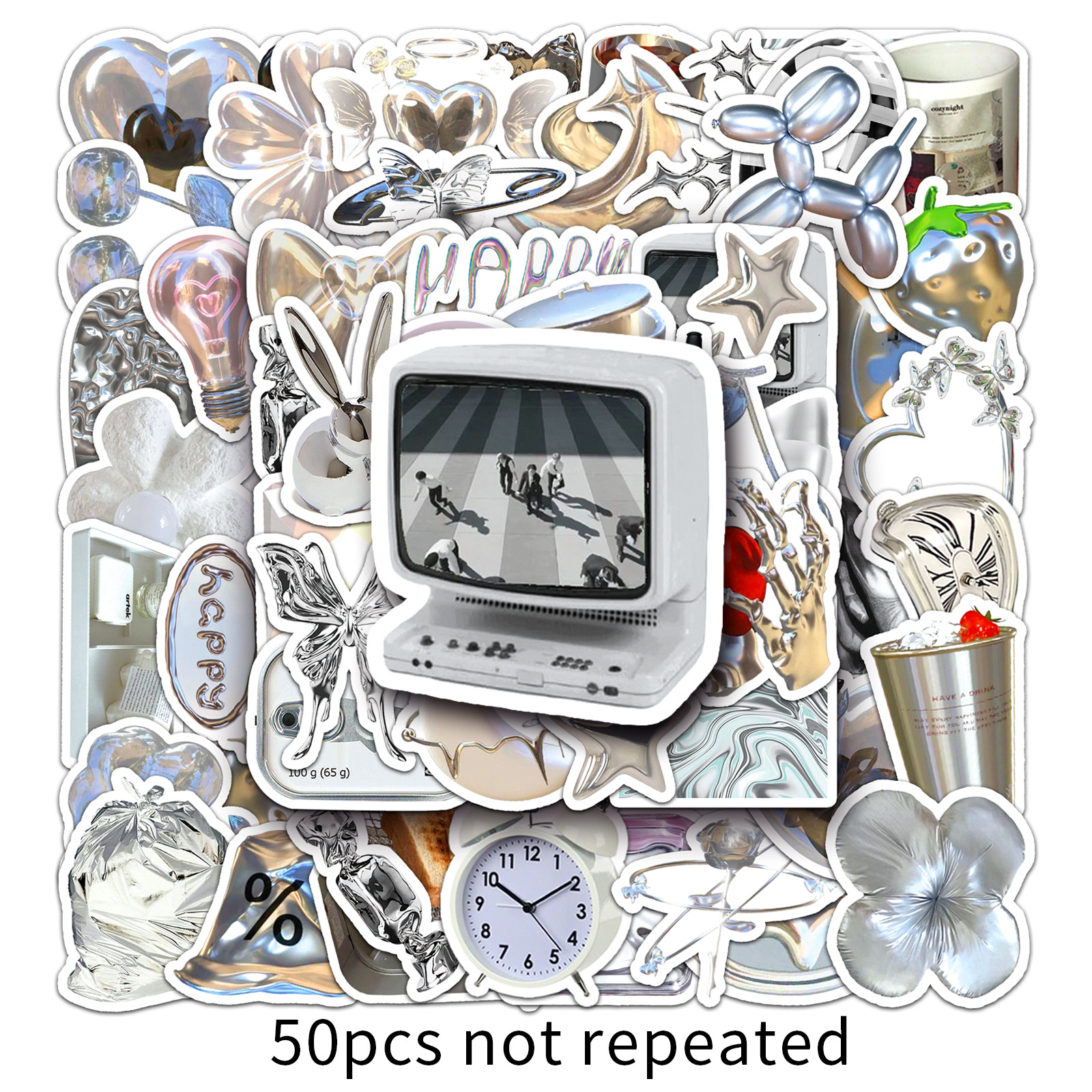 Picture of 50 silver ins style graffiti hand account goo card small fresh DIY mobile phone case luggage sticker waterproof sticker