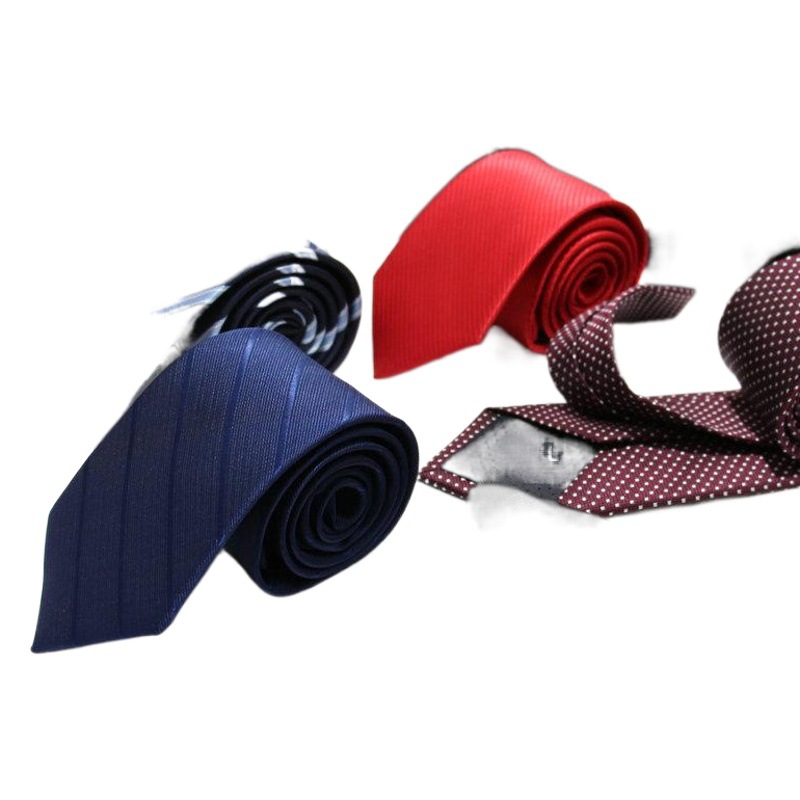 Business Men's Tie 7cm Stripesd Plaid Jacquard Polyester Tie Men's Wedding Red Casual Black Tie Manufacturer