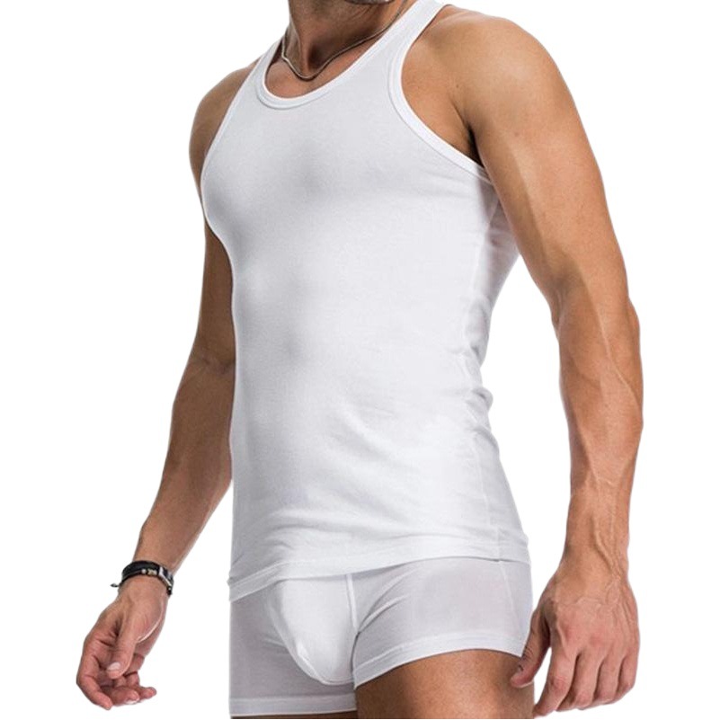 New manufacturers men's vest sports stretch fitness sleeveless breathable narrow shoulder cotton I-word exercise vest wholesale