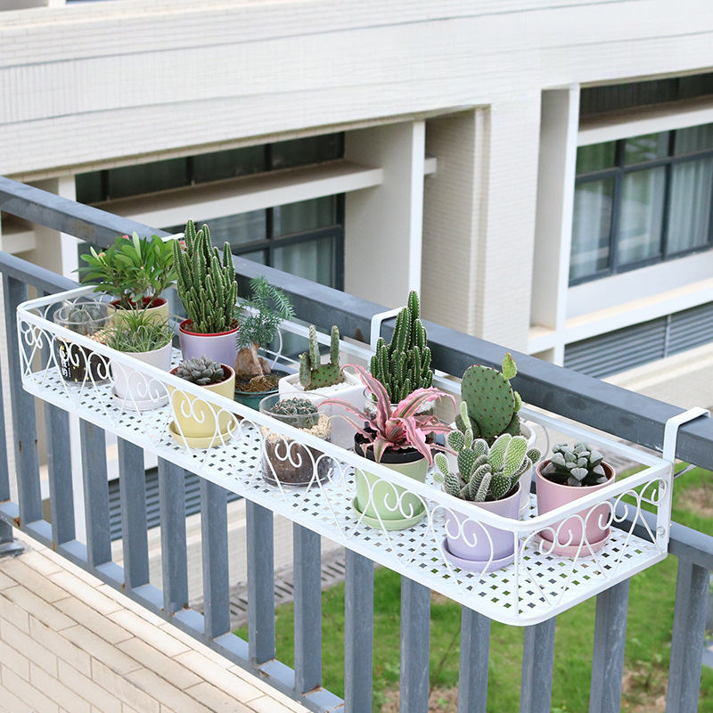 New Balcony Storage Rack Flower Rack Iron Hanging Railing Hanging Flower Pot Rack Guardrail Window Sill Succulent Flower Rack