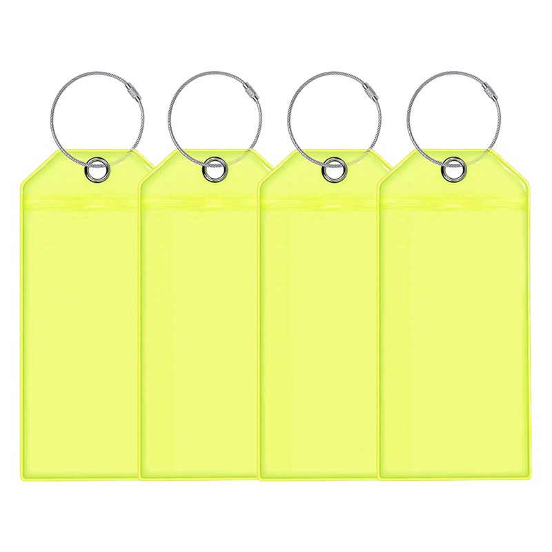 Spot new green luggage label vertical transparent sealed waterproof card card set badge work card PVC