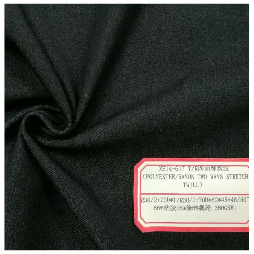 Woven four-sided elastic polyester viscose stretch twill spring and summer casual fashion fabric viscose polyester four-sided elastic fabric