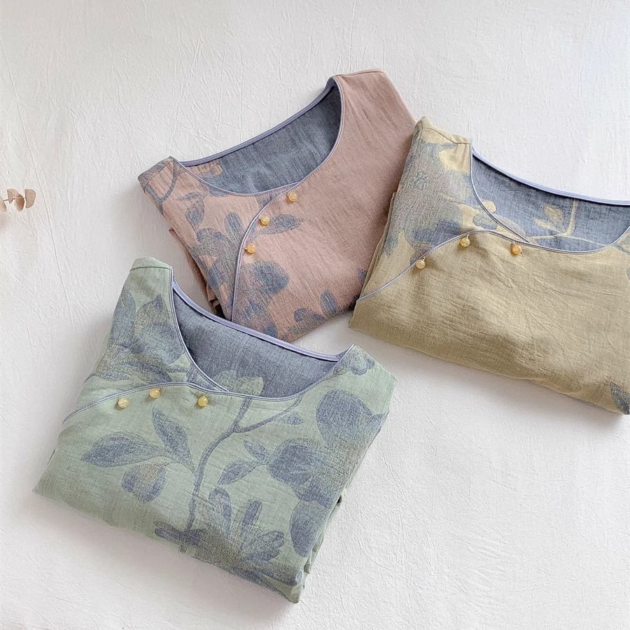 Magnolia | Cotton gauze Chinese style hanfu home wear ancient style elegant Chinese retro pajamas for women spring and autumn