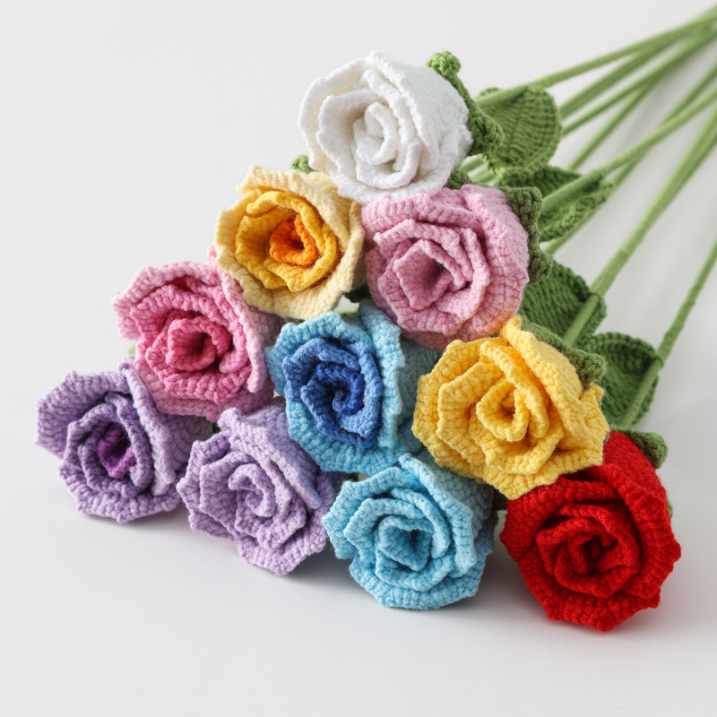 Picture of Tanabata Festival Christmas New Arrival Handmade Crocheted Sheffield Line Small Wine Glass Rose Branches for Wife Lover