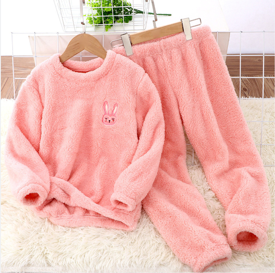 Picture of 2024 Amazon independent station new children's clothing home wear flannel cartoon embroidered suit boys and girls wear
