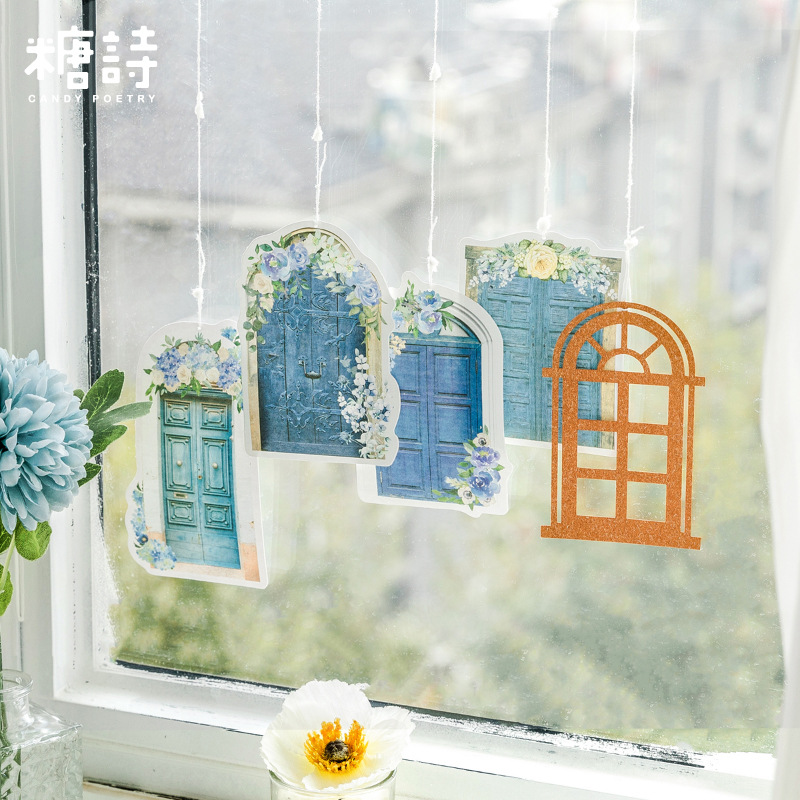 Sugar poem collage card flower Courtyard series retro flower window hand account DIY material backing Post 15 into 6