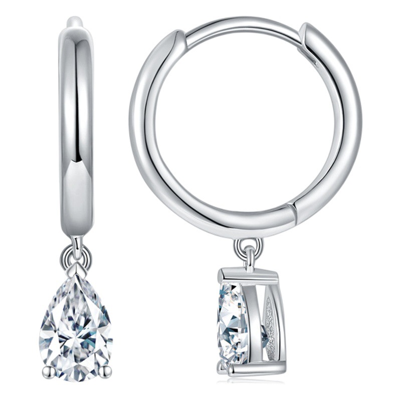 2025 new 4*6mm water drop pear-shaped earrings genuine goods Mosan drill drill S925 silver plated 18k gold earrings