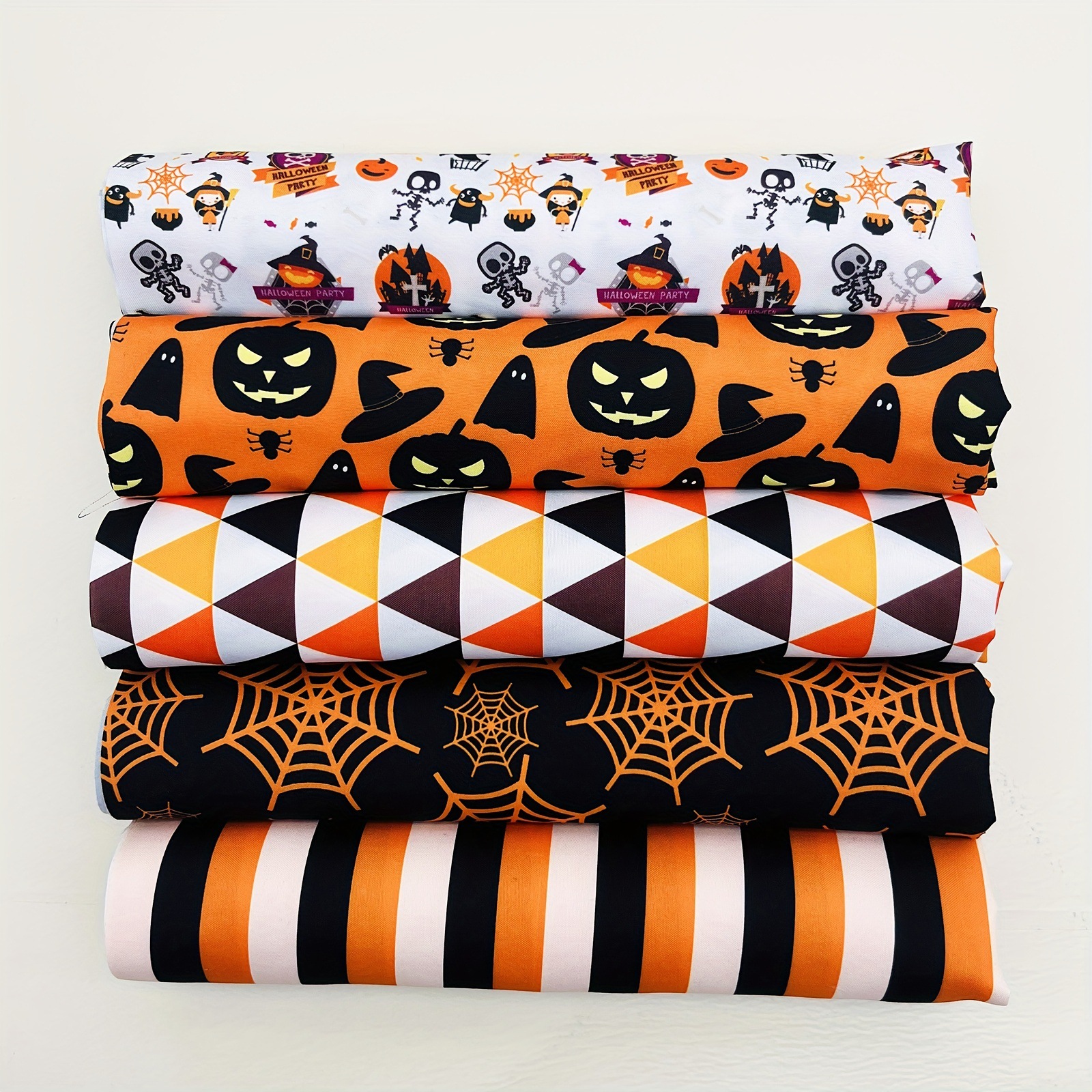 Jit Halloween Fabric Handmade DIY Patchwork Ghost Cloth Set Pumpkin Decorative Cloth Spider Fabric
