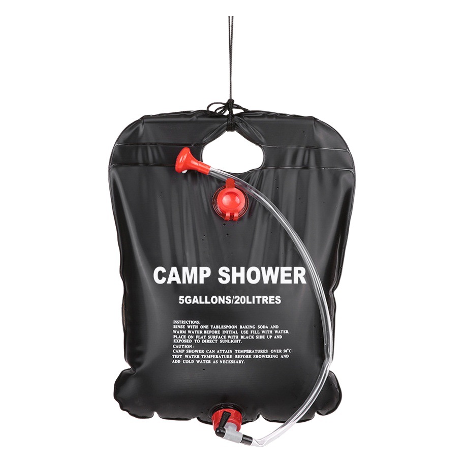 Outdoor folding solar thermal bath bag portable 20L camping PVC shower bag Black bath water storage bag