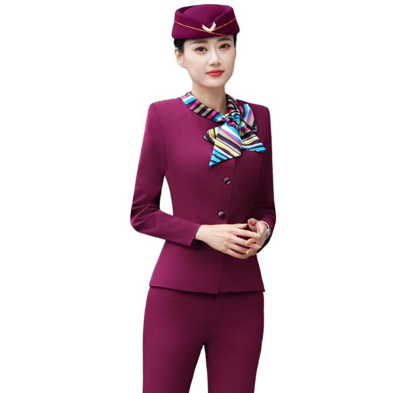 Picture of Stewardess Professional Suit for Women, Autumn and Winter Blazer Dress Set, Beautician Workwear, Hotel Front Desk Uniform, Aviation Work Clothes