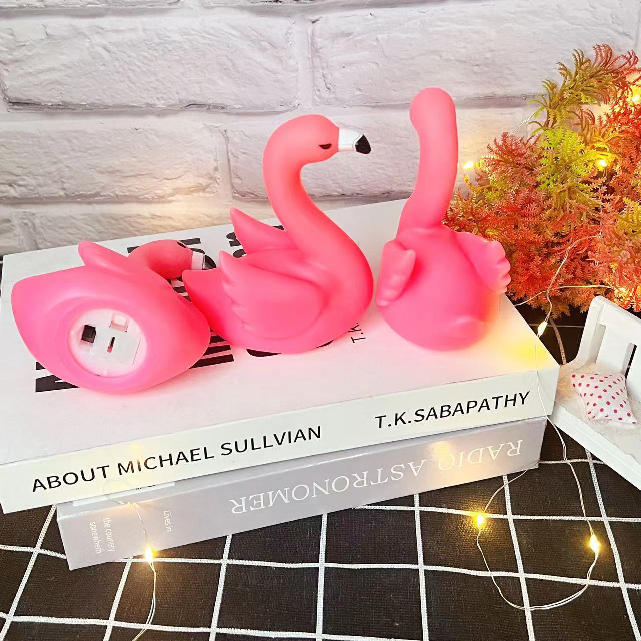 Picture of ins style mini Flamingo LED luminous romantic atmosphere lamp bedroom bedside baking cake decoration night light