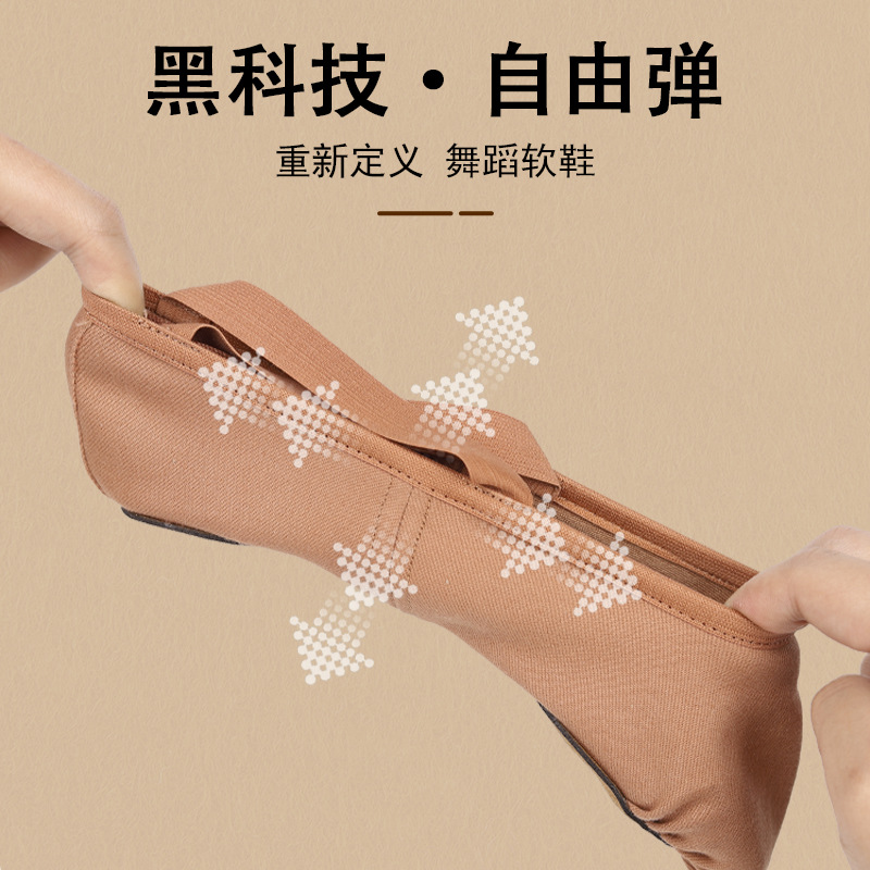 Picture of Full stretch cloth dance shoes women's soft-soled exercise shoes professional body dance shoes lace-up free cat claw shoes Chinese ethnic