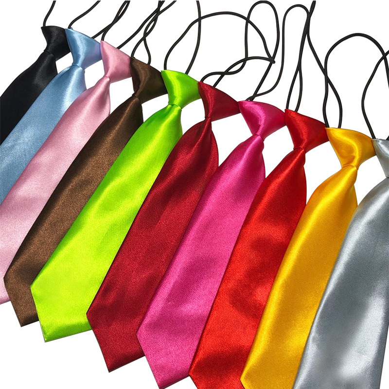 Picture of Children's solid color small tie boys and girls plain color short elastic belt baby children's children Primary School students Shengzhou manufacturers