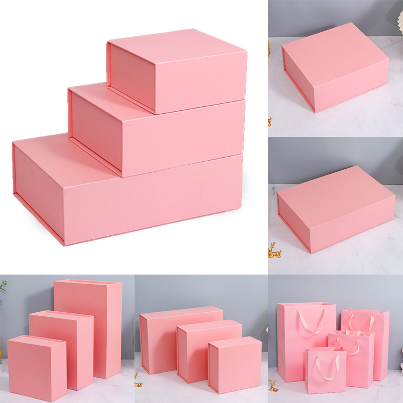 Picture of Pink One Year Old Gift Box Wholesale High-end Flip Cover Box Cosmetic Box Accompanying Gift Box in stock Birthday Gift Box