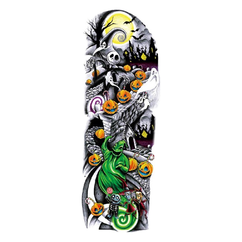full arm tattoo cross-border waterproof flower arm full arm tattoo black big picture sticker 