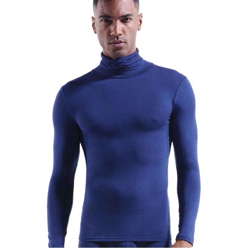 Single Piece Neck Protection Thermal Intimates Top High Collar Men's Warm Autumn Clothing Autumn and Winter Long-Sleeved Thin Tight Bottoming Warm Shirt