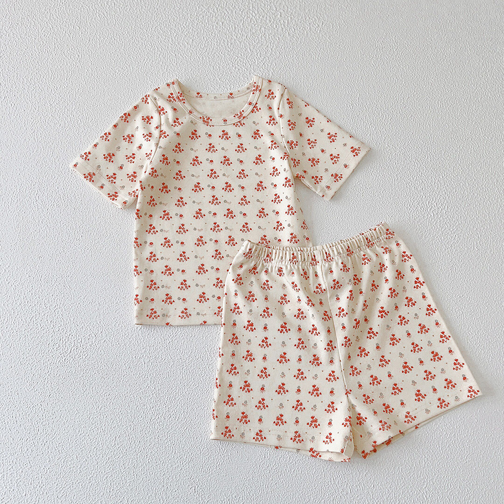Picture of Xg Summer Cross-Border Popular Kidsren's Home Clothes Kidsren's Pajamas Set Pure Cotton Short-Sleeved Suit for Small and Medium-Sized Kidsren