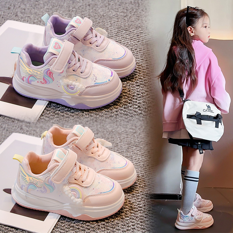 2025 Spring and Autum New Girls' Sneakers 3-5-7 Years Old Kidsren's Running Shoes Fashionable Breathable Baby Girl's Sports Shoes