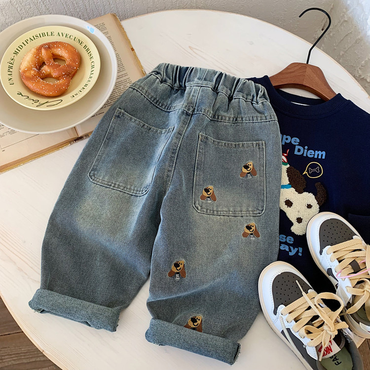 Picture of Children's Jeans 2025 New Autumn Style Boys' Long Pants with Embroidery, Loose and Fashionable Boys' Pants