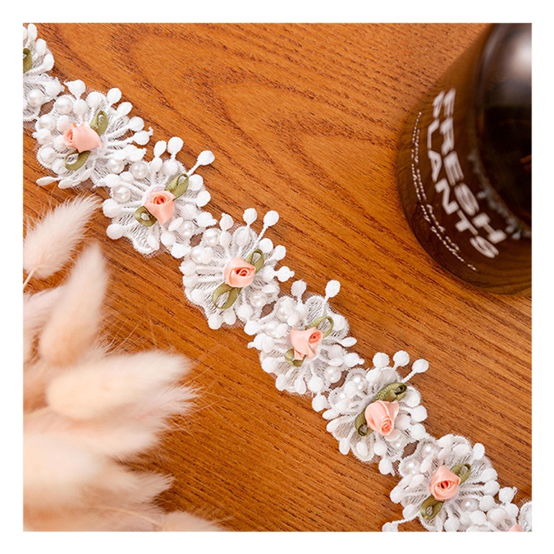 3CM white handmade flower lace garment accessories decorative diy skirt neckline bag sleeve material fabric
