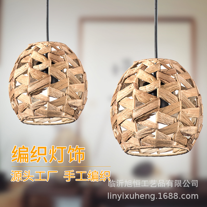 Straw Lantern Lantern Creative Chinese Chandelier Hot Pot Shop Tea Room Lampshade Homestay Vintage Chandelier Rattan Lampshade
