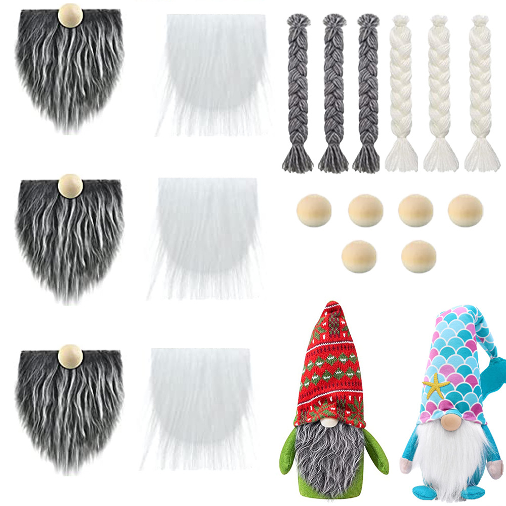 Picture of Dwarf Doll Handmade DIY Materials Amazon Decoration Artificial Fur Beard Wooden Ball Christmas Gnome Pom-Pom