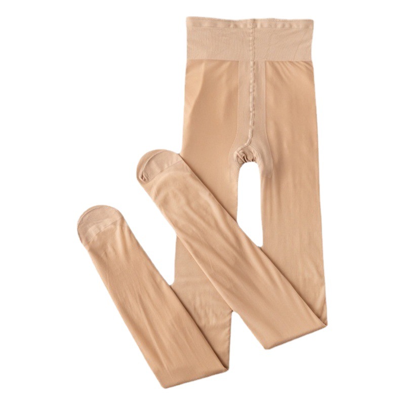 Double-Layered Sheer Pantyhose for Autumn and Winter, Natural Nude Color, Realistic Flesh-Colored Thickened Fleece-Lined Leggings for Women, Wholesale