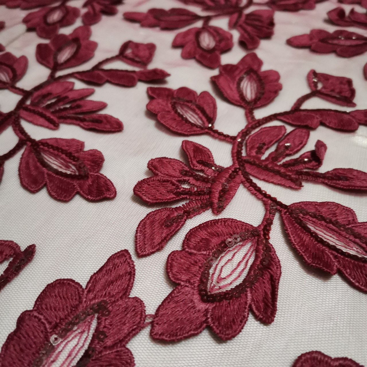 Three-dimensional floating flower fabric mesh sequins embroidered Cheongsam fabric factory children's clothing women's dress evening dress fashion cloth lace