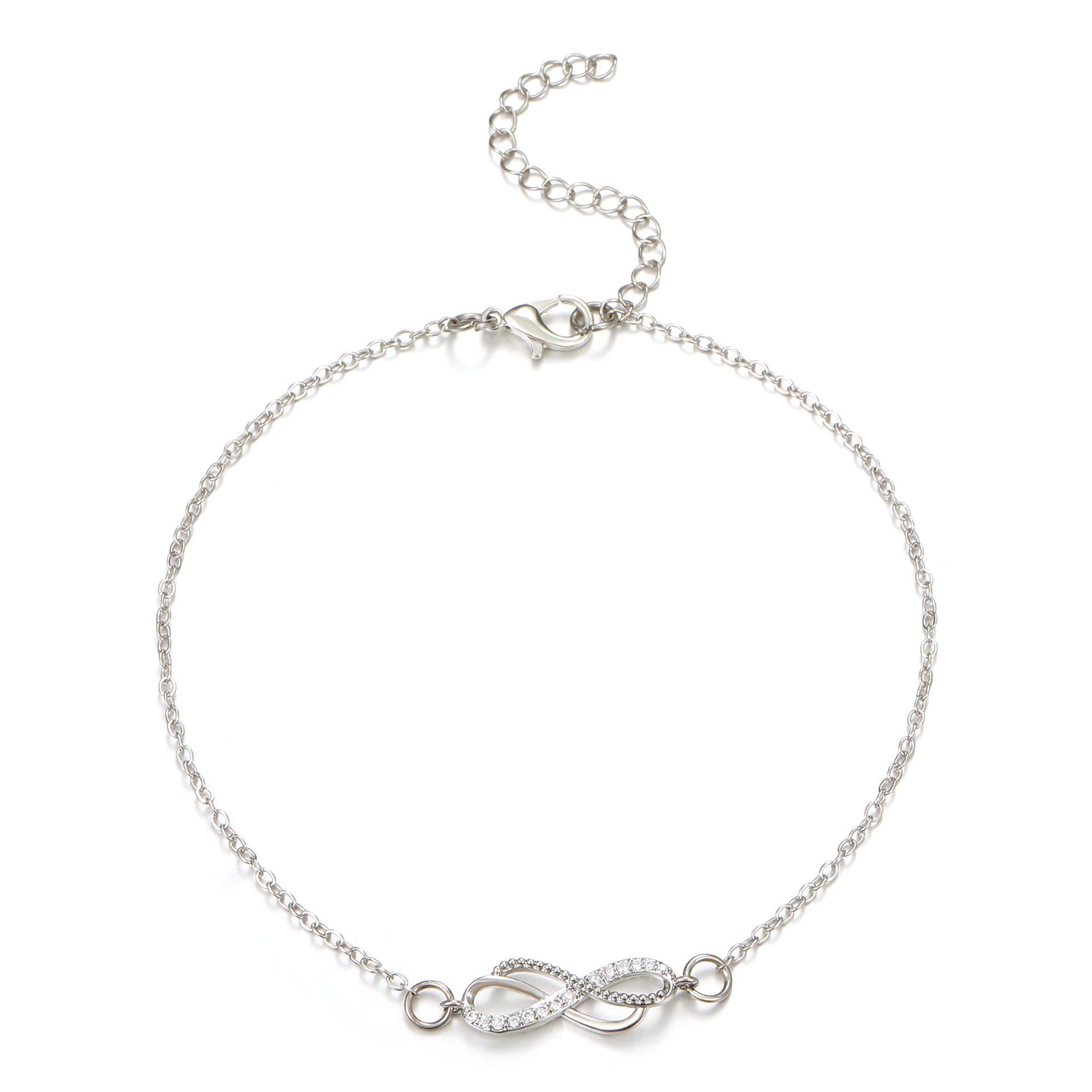 Picture of European and American Cross-border Retro Infinite 8-character Symbol Ring Buckle Korean Exquisite Anklet Distinctive Diamond-encrusted Beach Anklet for Women