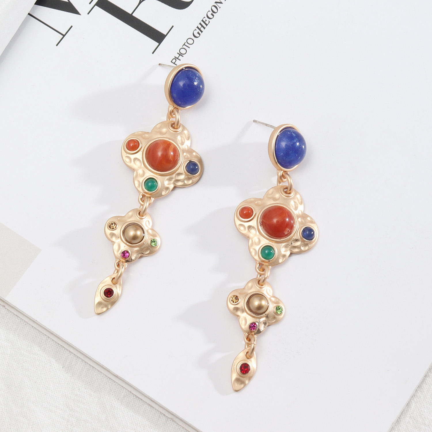 Picture of Trendy Design European and American Style Jewelry Palace Retro Style Gem Inlaid Distinctive All-match Earrings Middle Ancient Earrings for Women