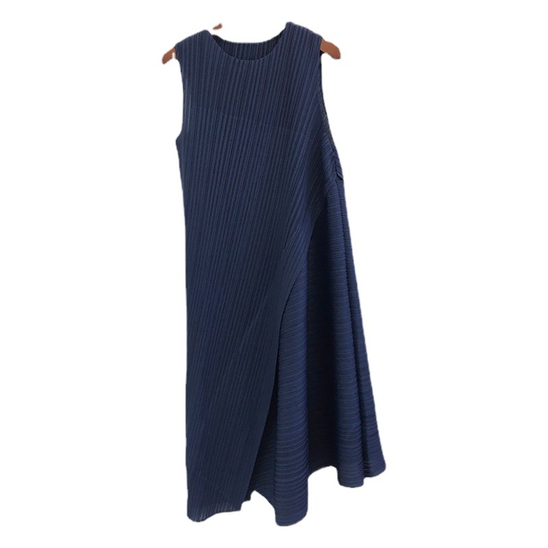 Irregular pleated dress sleeveless women's clothing summer New loose slimming Sanzhai A- line midi dress dress