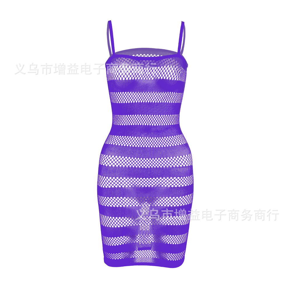 Picture of Striped sexy mesh jumpsuit sling fishnet sexy temptation horizontal stripe w094