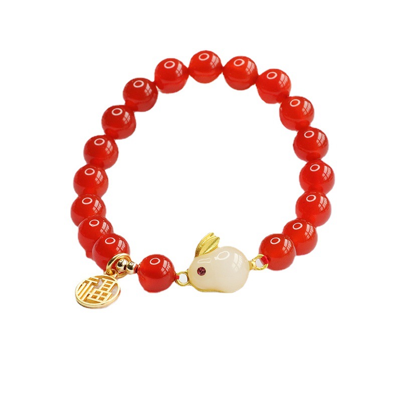Picture of Jiyu natural agate rabbit bracelet red agate rabbit year bracelet jewelry jewelry live generation MN2121408