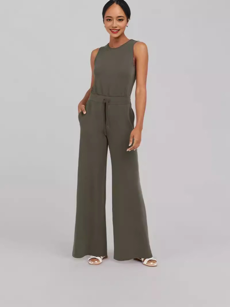Picture of 2023 Spring and Summer New Versatile European and American Fashion Slim Casual Women's Sleeveless Pure Color Work Clothing Pants Jumpsuits