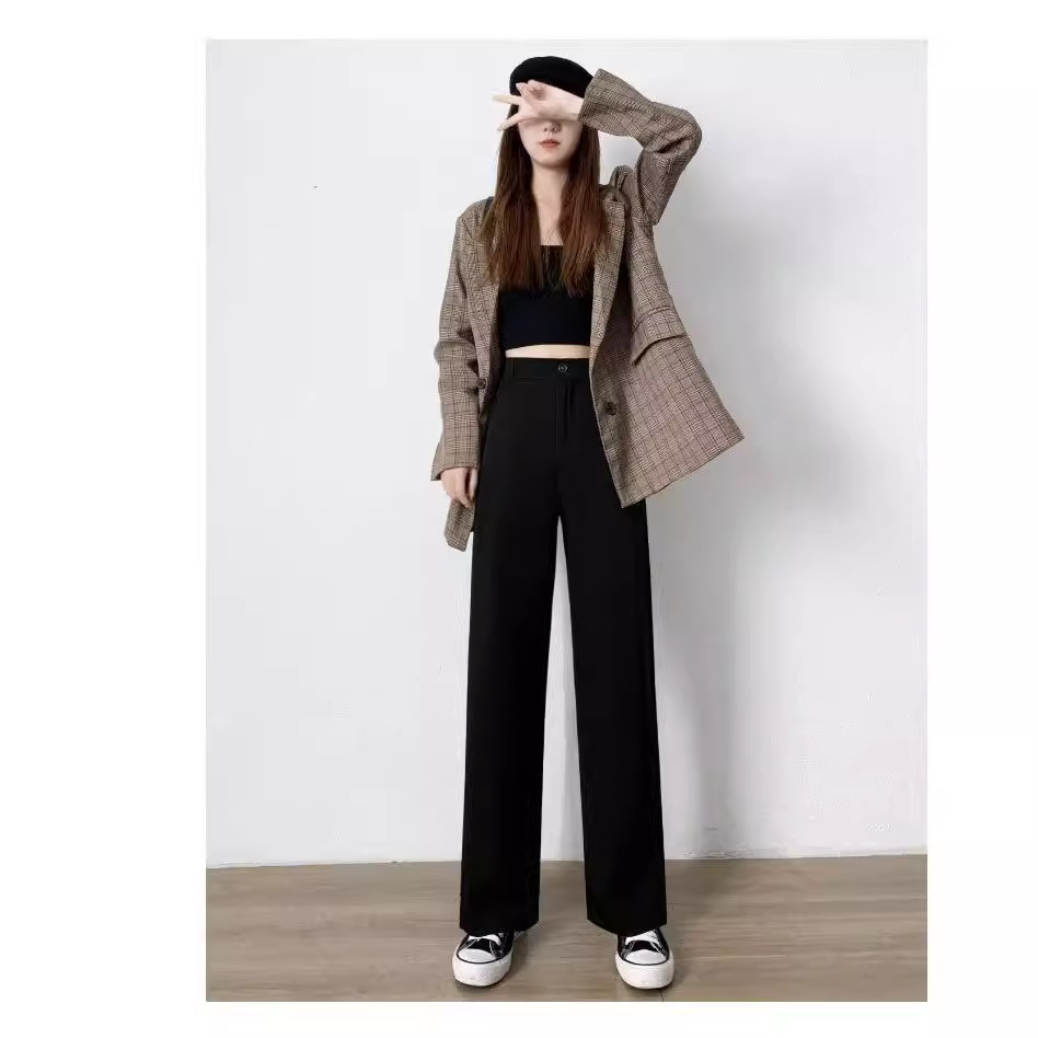 Wide Leg Pants Women's High Waist Draping Summer 2023 New Arrival Loose Straight Black Suit Pants Fashion Casual Floor Pants