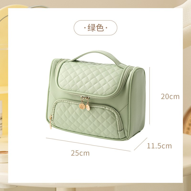 Picture of Pu Quilted Satchel Cosmetic Bag Large Capacity Satchel Waterproof Wet and Dry Travel Toiletry Bag Cross-Border Supply Wholesale