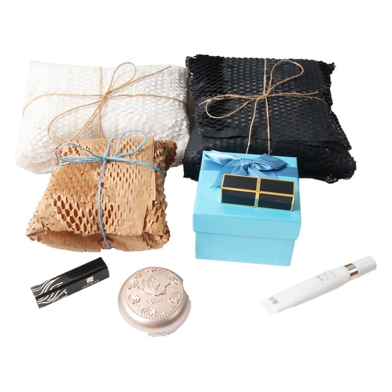Wrapping Paper Manufacturer Direct Supply Degradable Buffer Shock-Absorbing Anti-Collision Kraft Paper Mesh Roll 80g Honeycomb Paper Environmentally Friendly