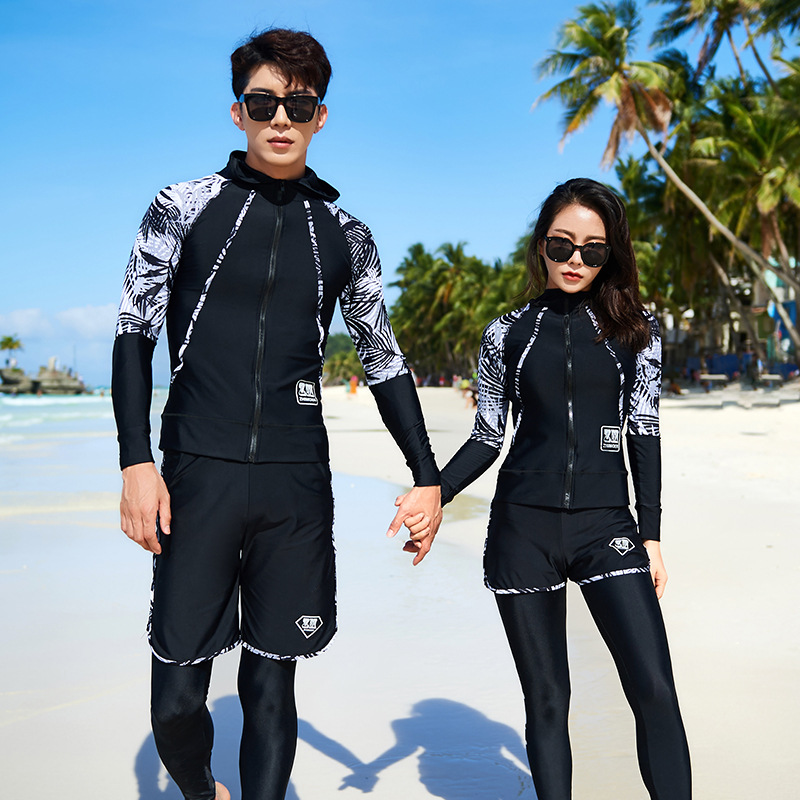 Factory wholesale diving suit suit snorkeling suit surfing jellyfish suit sun protection couple long sleeve long pants split swimming suit
