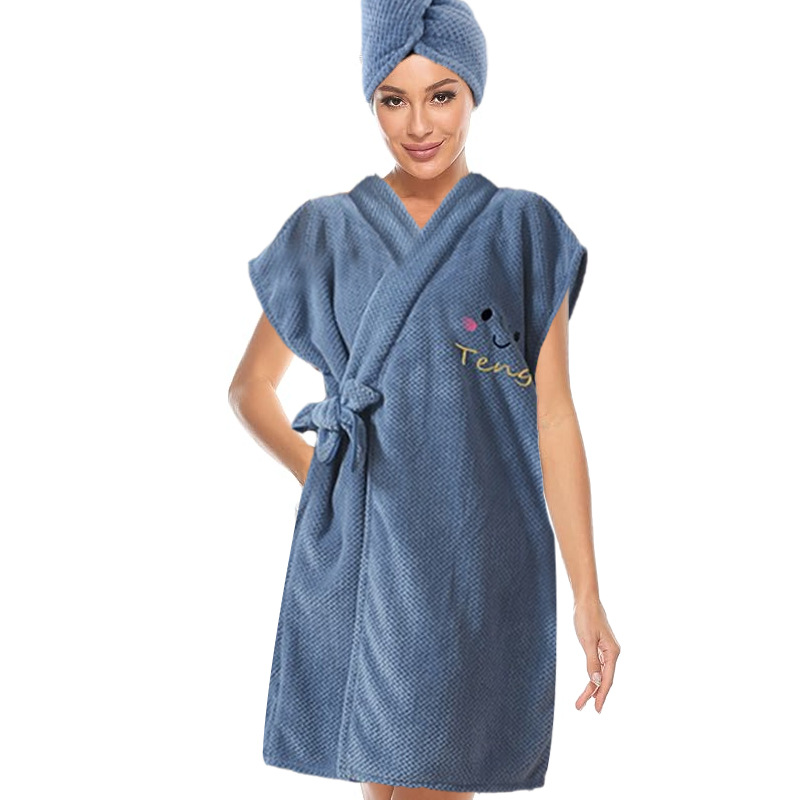 Picture of Bainard Pineapple Dress Dry Hair Hat suit Strap Couples Wearing Bath Towel Embroidered Thickened Absorbent Bathrobe