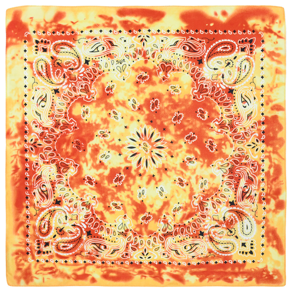 Picture of 54 * 54CM polyester tie-dyed cashew flower square scarf wholesale ameikaji bandana outdoor hip hop street dance headscarf