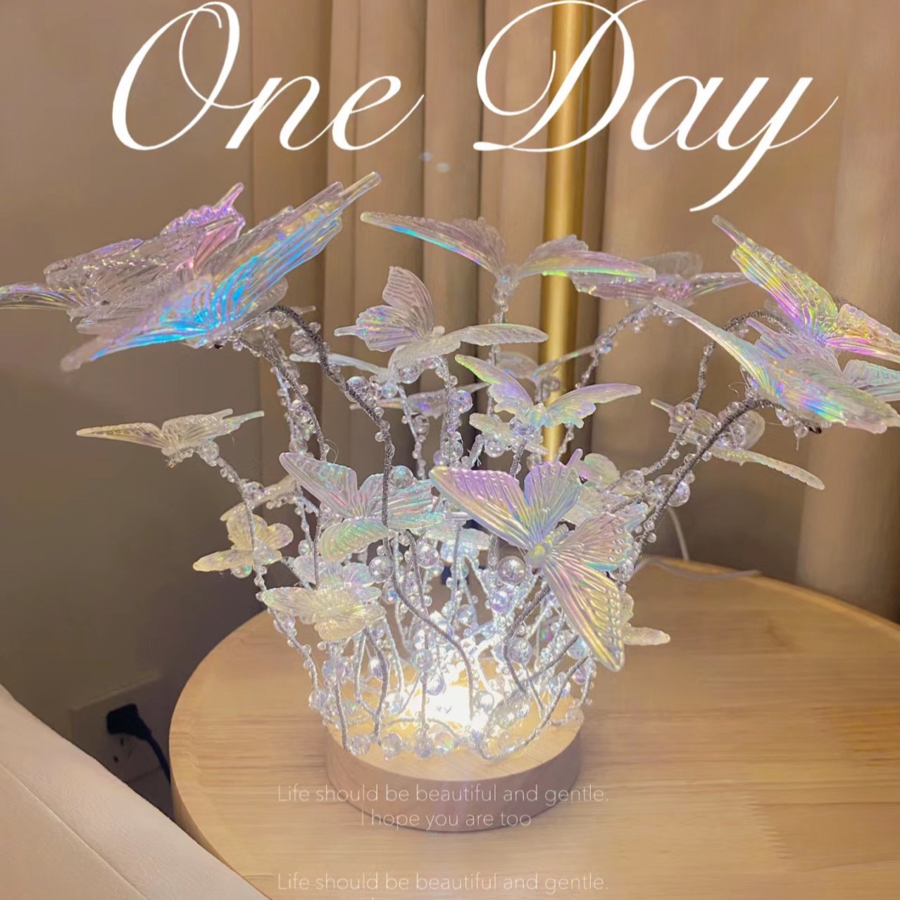Handmade DIY Butterfly Crystal Nightlight Birthday Gift for Male Girlfriend Girlfriend Bedroom Romantic Bedside Atmosphere Lamp
